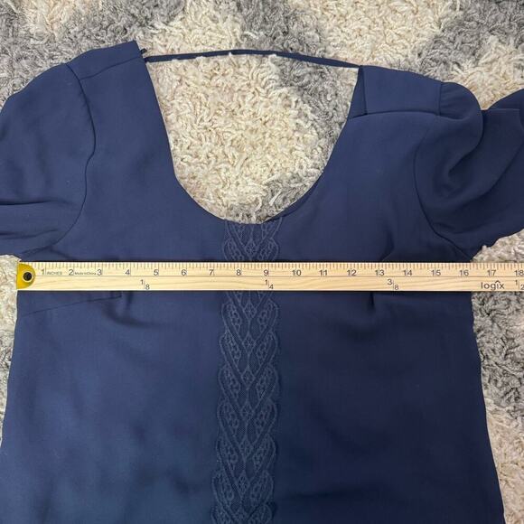 ASTR Navy Blue Lace Trim Shift Dress Womens XS‎ - Picture 5 of 7